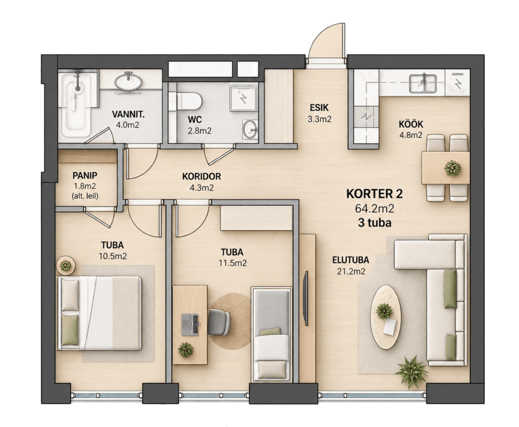 Korter 2 – korteri plaan